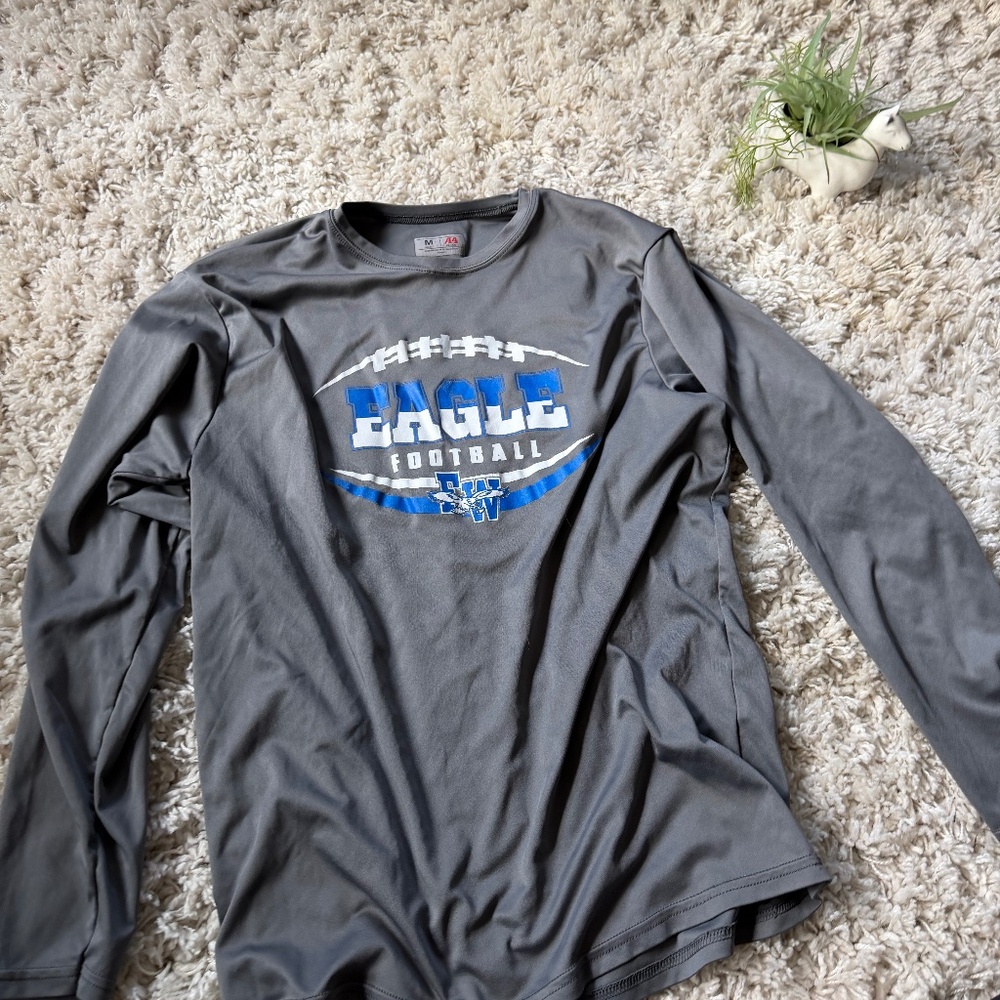 Eagle Football Gray Long Sleeve athletic sporty Shirt  comfortable and stylish w